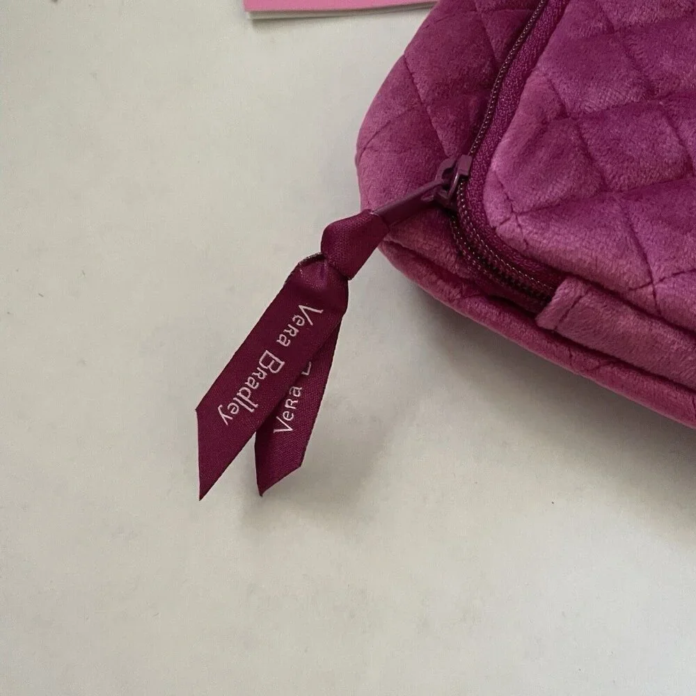 Vera Bradley Majestic Magenta Velvet Zip Closure Travel Compact Organizer NWT